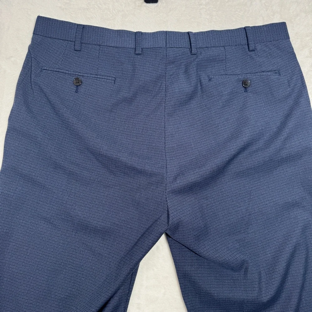 Lauren Ralph Lauren Dress Pants Mens 38 Navy Blue Houndstooth Flat Front Slim